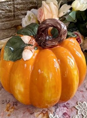 桔色南瓜摆件陶瓷装饰品客厅电视柜酒柜玄关家居饰品创意轻奢高档