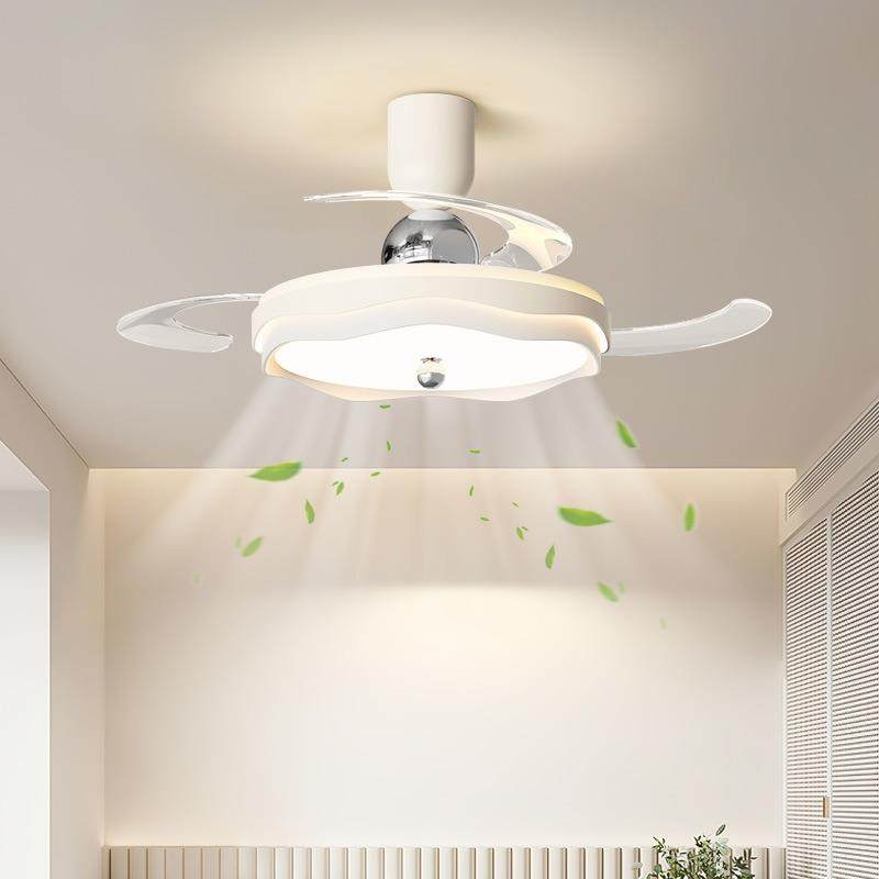2025新款奶油风隐形风扇灯一体静音餐厅吊扇灯护眼卧室吸顶风扇灯