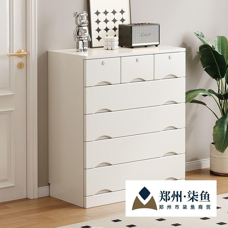 斗柜电视柜客厅实木收纳柜简约家用卧室抽屉柜白色奶油靠墙储物柜