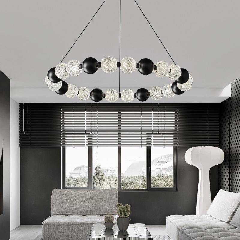 主灯吊灯轻奢意式极简设计别墅大厅新款客厅艺术2025全铜复式楼梯