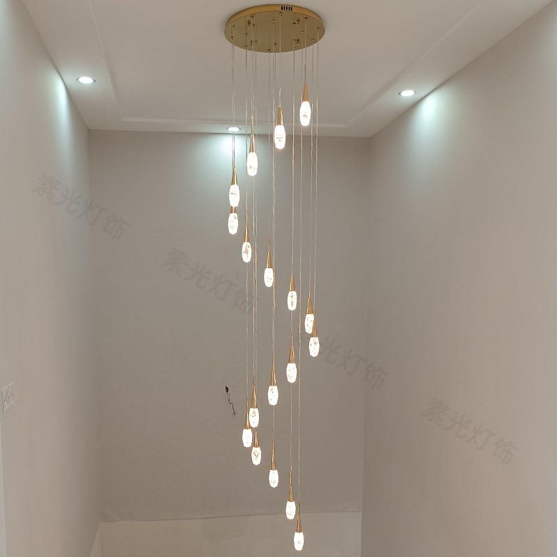 水晶楼梯吊灯间轻奢新款2025年旋转楼梯复式楼长吊灯新中式别墅