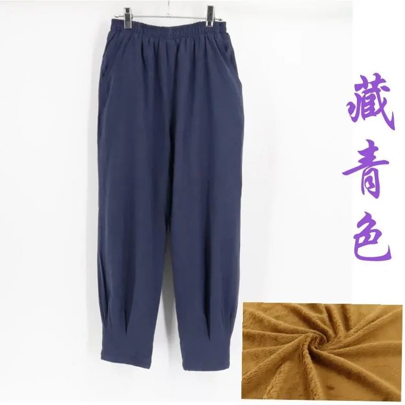 冬季绑腿男女中国风加绒加厚僧裤居士免阔腿裤收脚裤裤晨练保暖僧