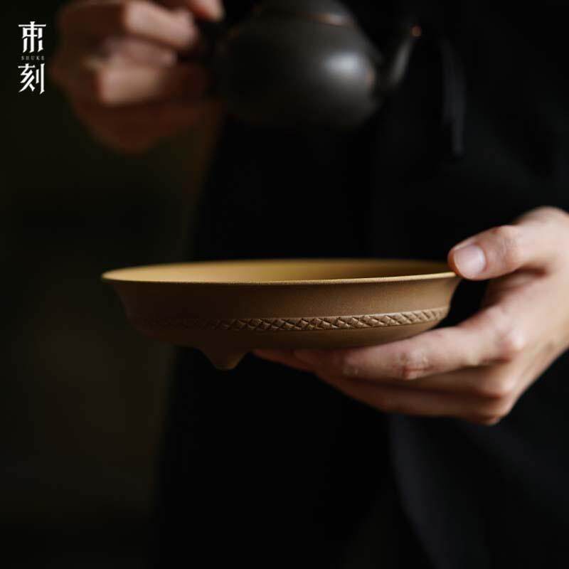束刻迷你家用紫砂干泡圆形壶承干泡盘茶承仿古茶具配件壶托茶托盘