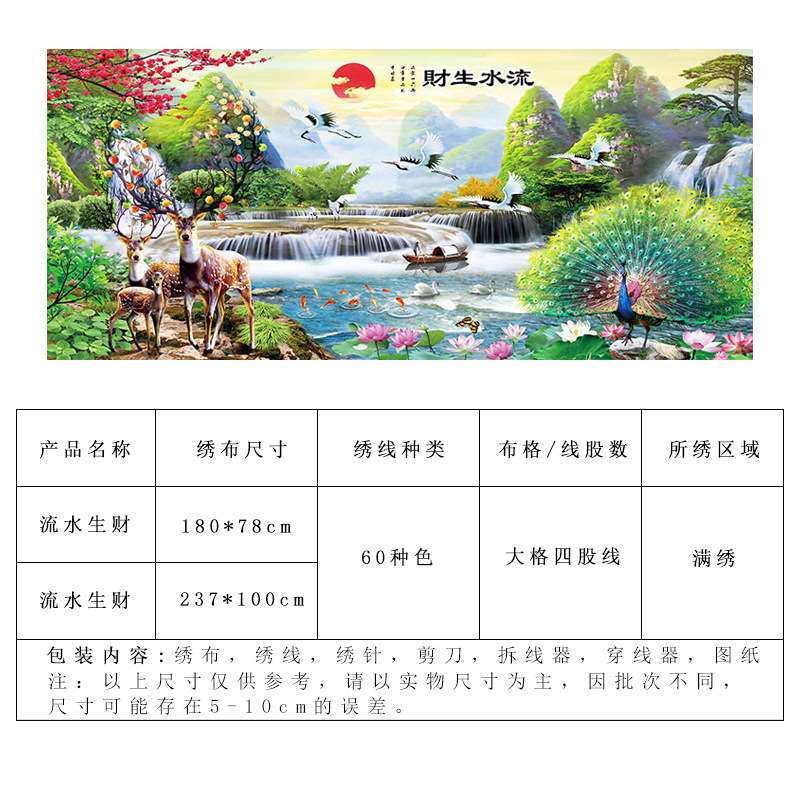 材料非成品分好线流水生财十字绣2025新款线绣客厅孔雀麋鹿大幅
