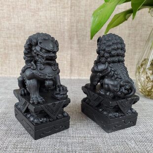 青石狮子麒麟家用创意摆件小号迷你新中式石雕精雕家居