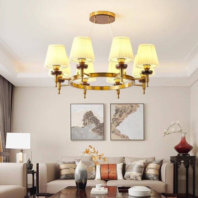 新中式吊a灯客厅餐厅卧室书房中国风复古禅意布艺灯具现代简约大