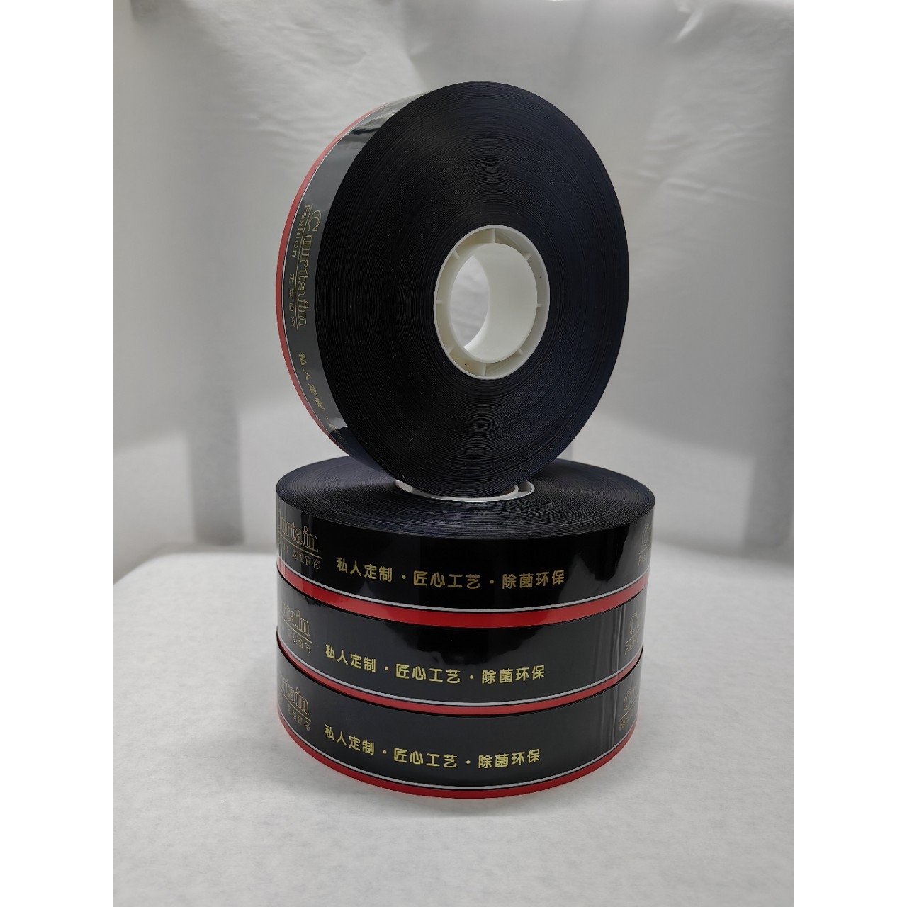 OPP灰色束带机胶带opp无胶薄膜扎带可印刷logo捆扎带窗帘捆扎膜带