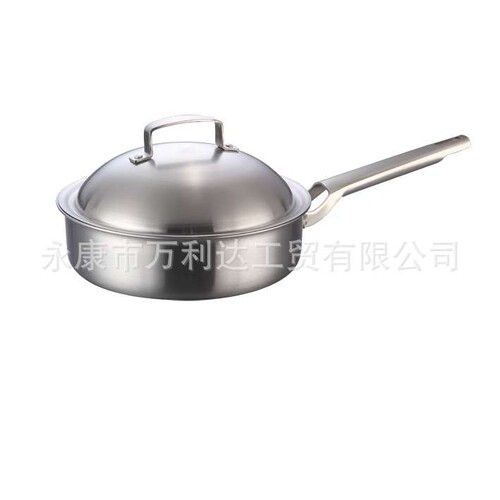 维特尔304三层不锈钢26cm平底锅煎锅炒锅两用无涂层不粘锅房用品