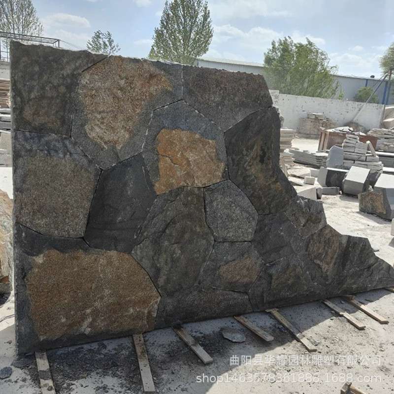 中国黑景砌石墙石皮干挂天然石材背景砌墙石别墅庭院花园小区
