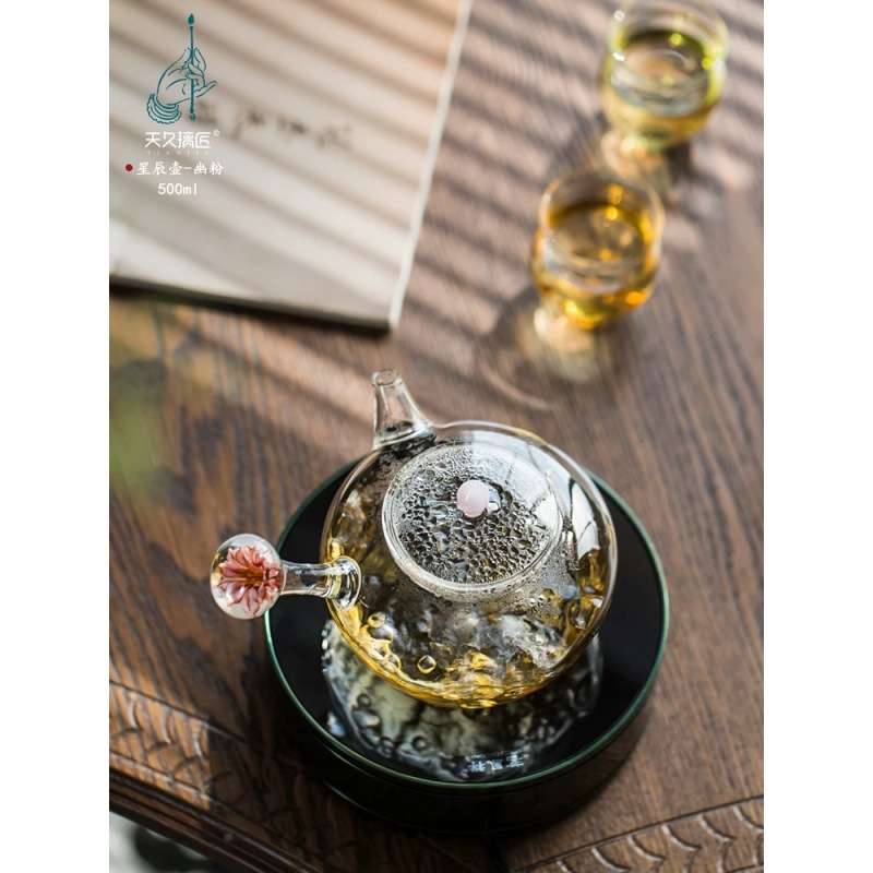 天久璃匠日式横侧把玻璃泡茶壶带过滤网陈皮煮茶壶电陶炉煮沸水壶图片