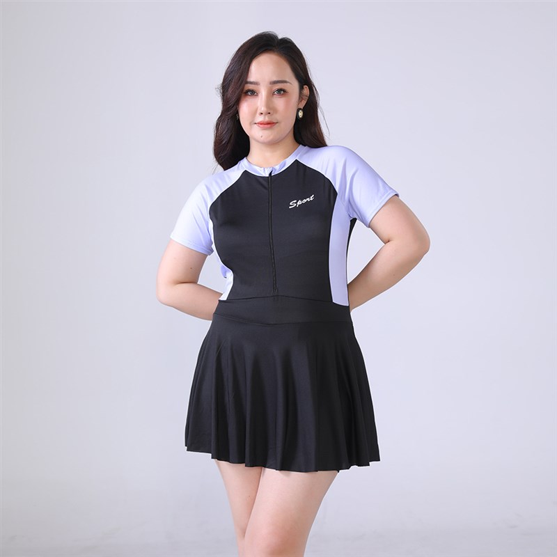 紫色连体泳衣女款泡温泉游泳衣裙式保守微胖mm大码2025泳装夏季