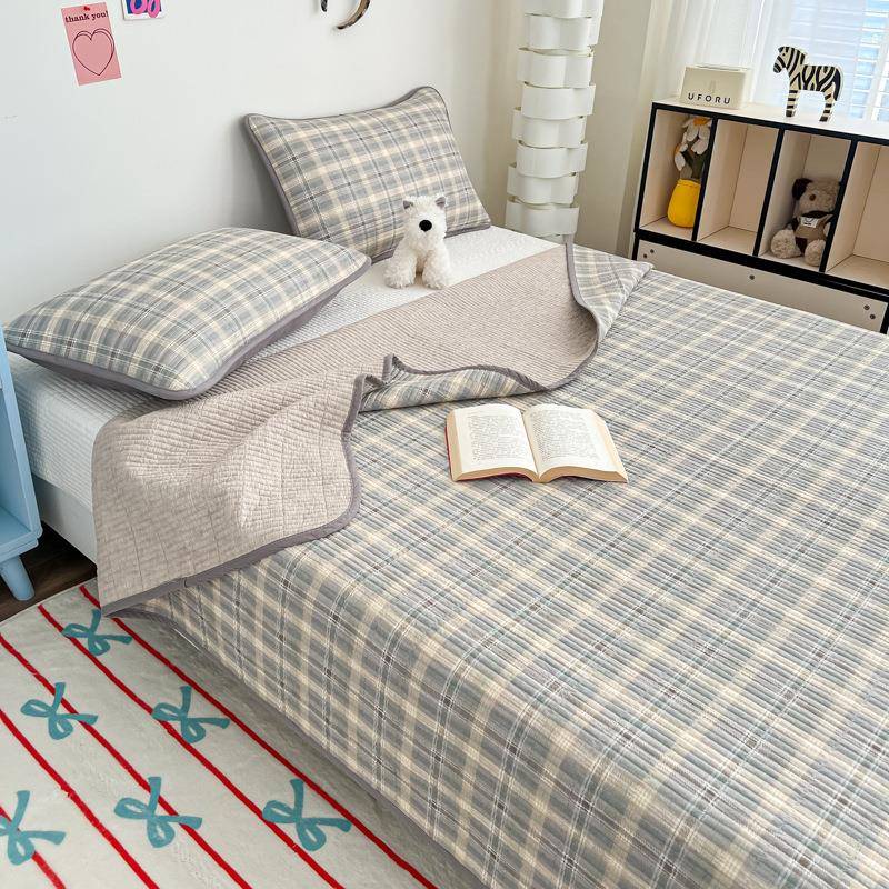 四季通用双面纯棉床盖单件夹棉绗缝全棉榻榻米床单三件套防滑垫单