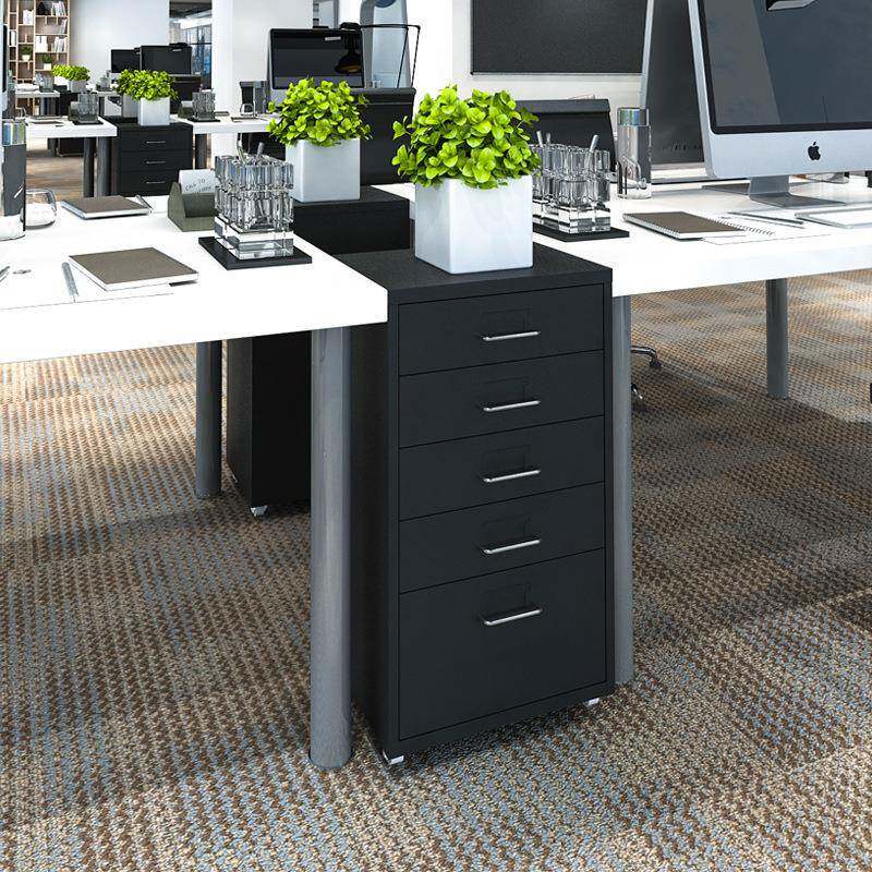 办公室资料档案文件柜抽屉移动储物柜收纳小矮柜活动柜钢制加厚