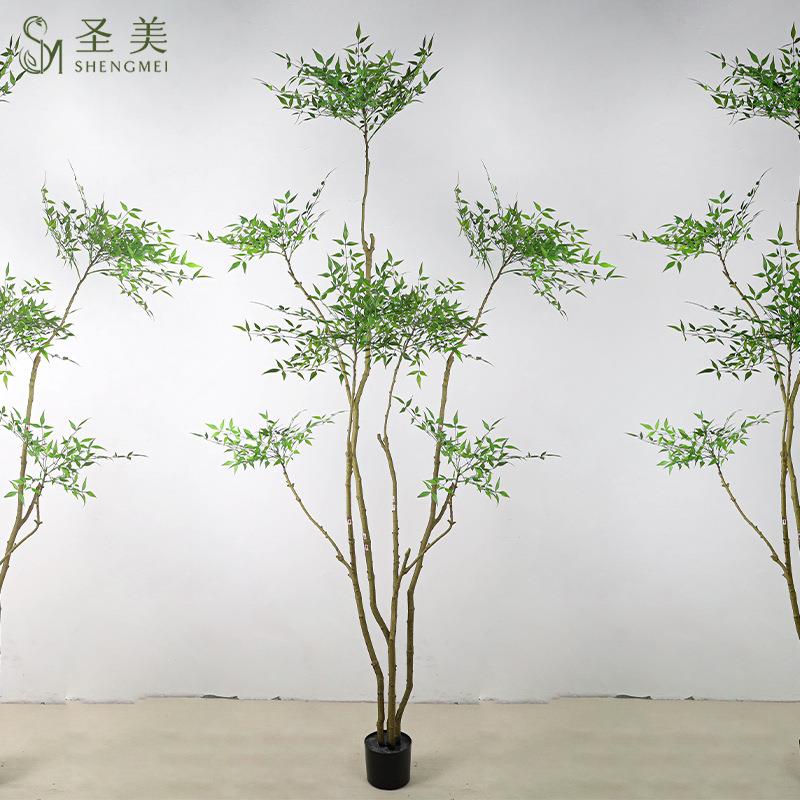 仿真杜鹃树南天竹家居装饰绿植摆件摄影新中式天葵室内场景布置