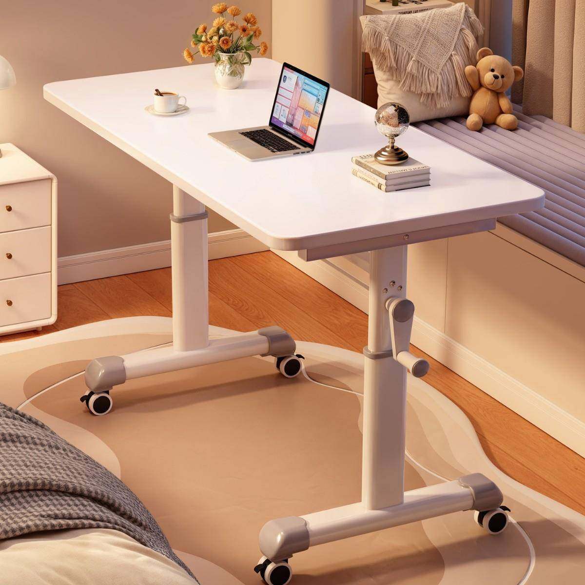 电脑桌可移动手摇升降桌子工作台卧室家用床边桌学生小书桌办公桌