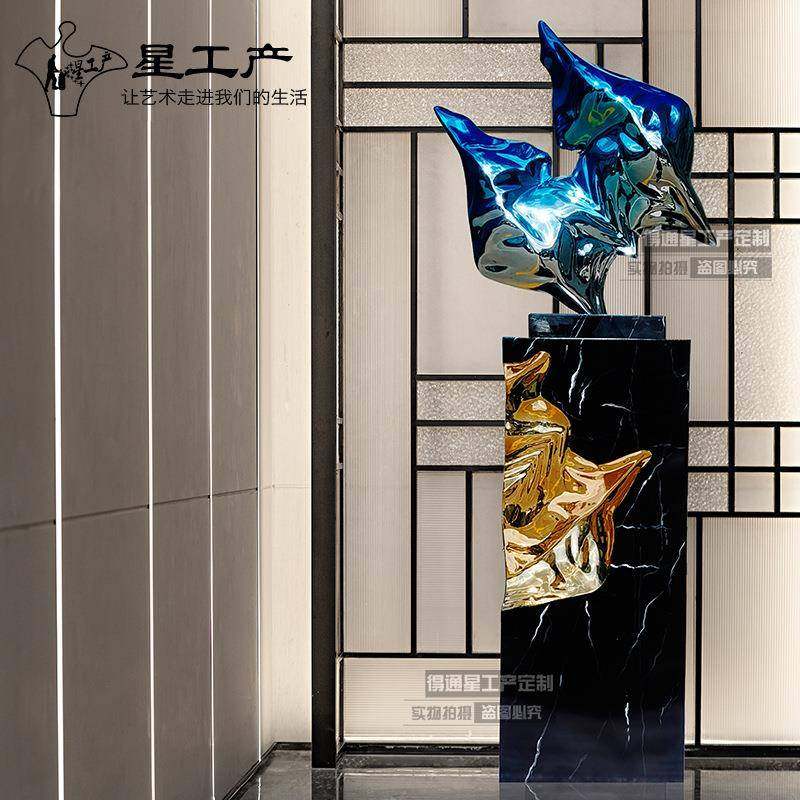 样板间装置办公室售楼部不锈钢软装摆件装饰空间艺术创意雕塑