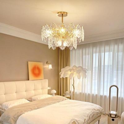 轻奢灯饰主卧灯法式冰镜卧室吊灯新款水晶灯浪漫现代简约客厅灯灯