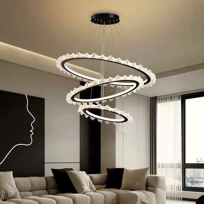 新款意式极简客厅吊灯高端现代卧室环形灯主卧别墅大厅复式楼吊灯