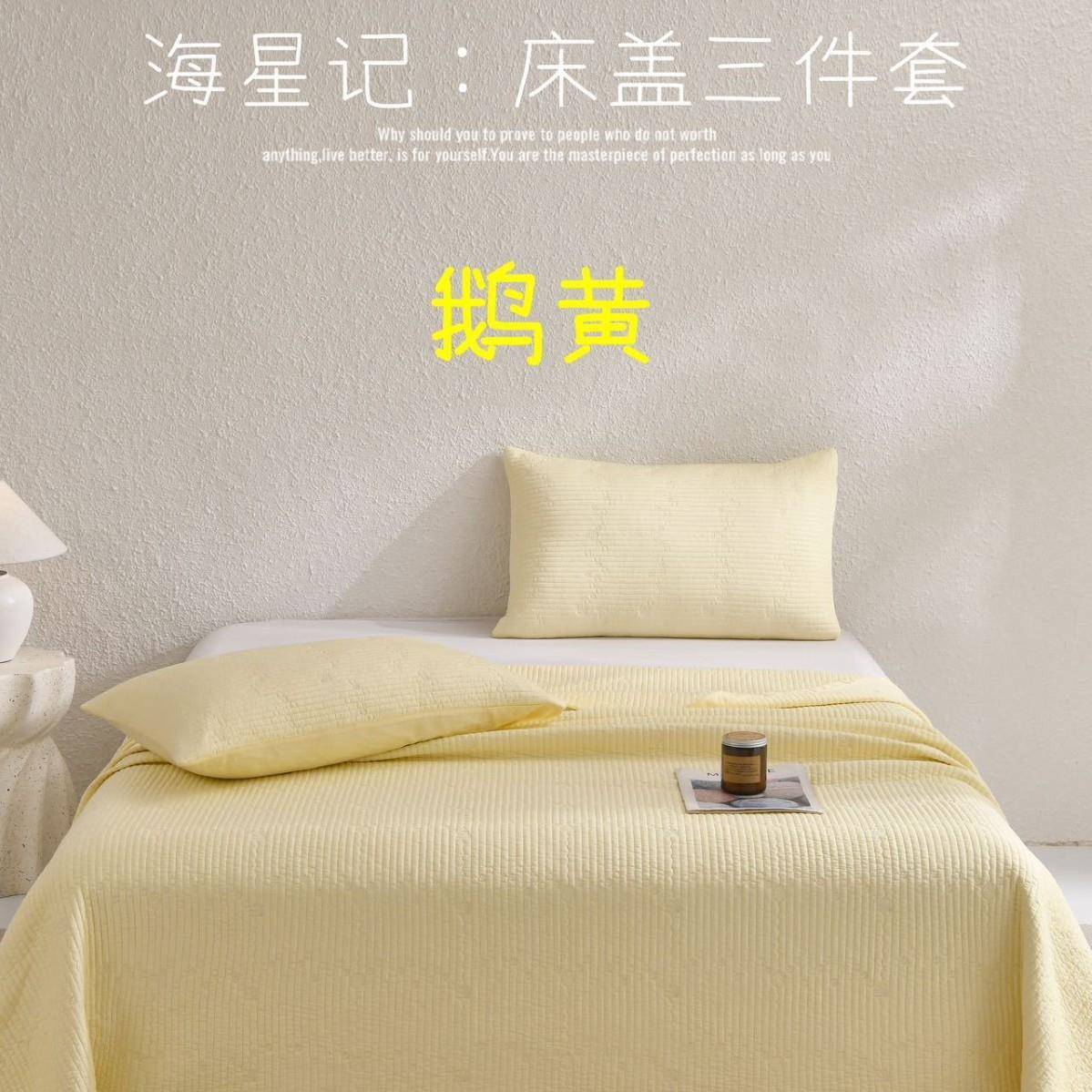 高端双面莱赛尔天丝床盖三件套可铺可盖纯色绗缝夏季凉感夹棉床单
