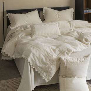 枫丹白露~轻法式复古A类亚麻全棉四件套 民宿重工花边棉麻床品