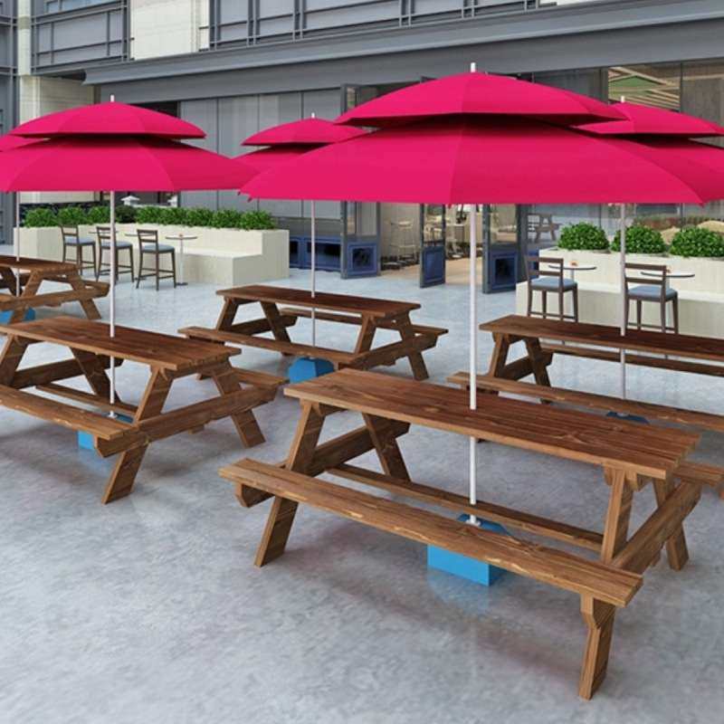 户外桌椅组合奶茶咖啡店庭院室外食堂连体餐桌椅带伞公园实木防腐,电子元器件市场,其它元器件,淘宝优惠券,粉丝福利购,淘宝优惠卷