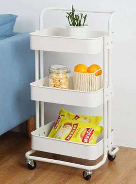 Three-storey mobile trolley shelf kitchen storage shelf livi