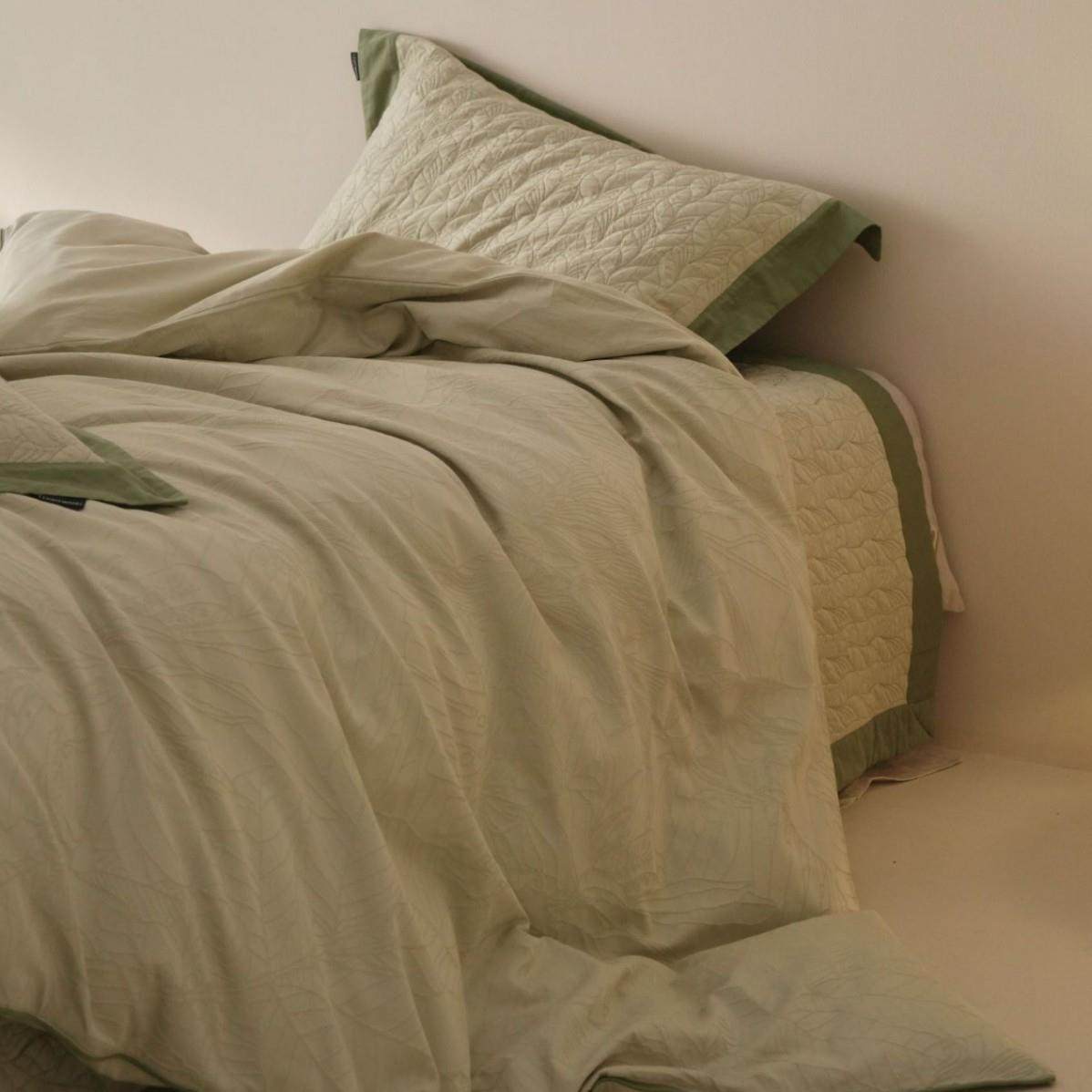 复古简约提花绗缝全棉床盖三四件套纯色长绒棉床罩机洗四季可用