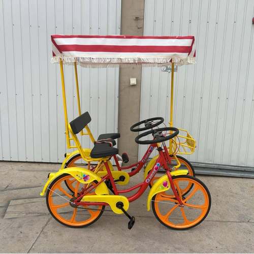 美尔诺双人自行车单排观光车景区公园骑行四轮一体轮免充气轮胎