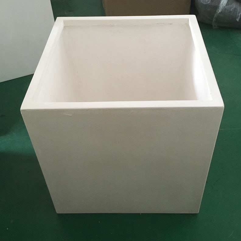 玻璃钢酒店样板房插植物花盆会所落地花瓶大堂摆件花正方形花器