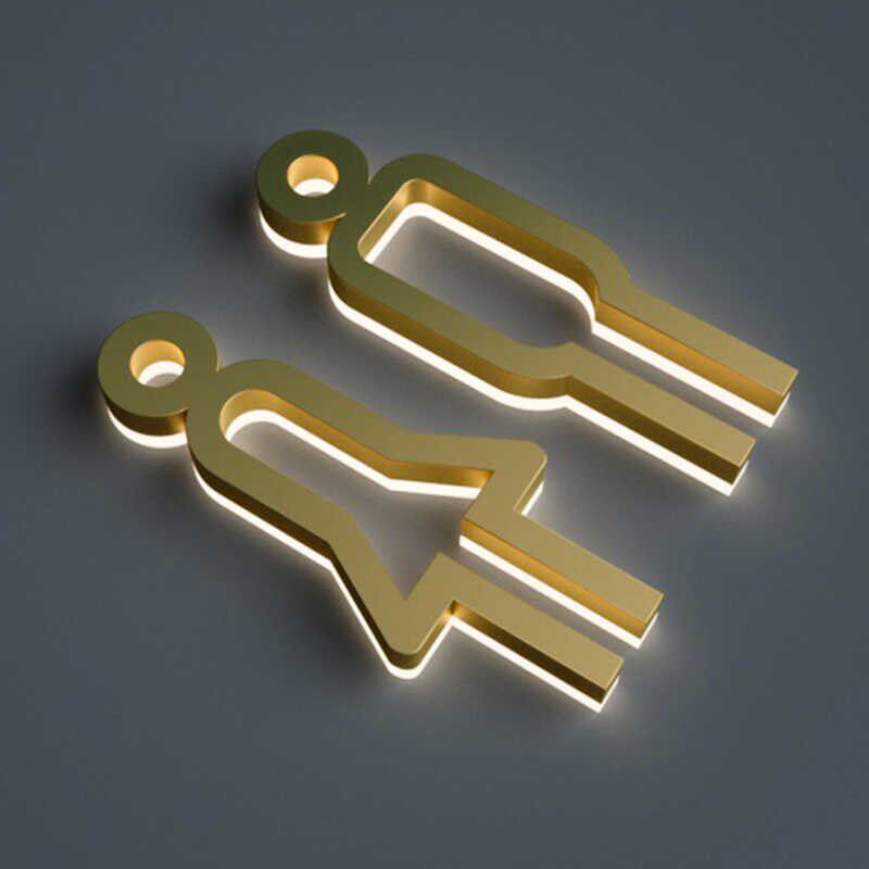 高档发光卫生间指示牌男女洗手间标识牌厕所标T志发光标识牌定制