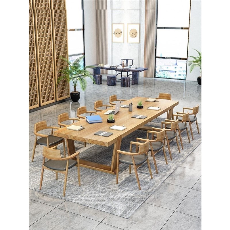 北欧会议桌长桌实木m大型洽谈桌椅组合办公桌会议室长条桌子长方