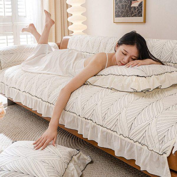 法式沙发垫全棉刺绣2025新款四季通用防滑可机洗直排皮沙发盖布巾,居家布艺,沙发垫,淘宝优惠券,粉丝福利购,淘宝优惠卷