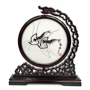 紫金湘绣双面绣摆件成品手工刺绣花台屏创意装饰摆台生日出国礼品