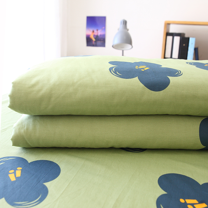 绿色的花花卉100%纯棉被套单件1z.5m2.0米单双人斜纹全棉被罩夏季