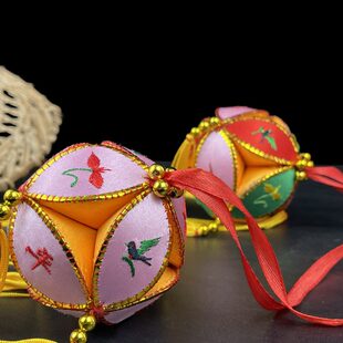 旧州抛三纯手工壮族靖西月民族工艺品绣球广西三6CM汽车挂件