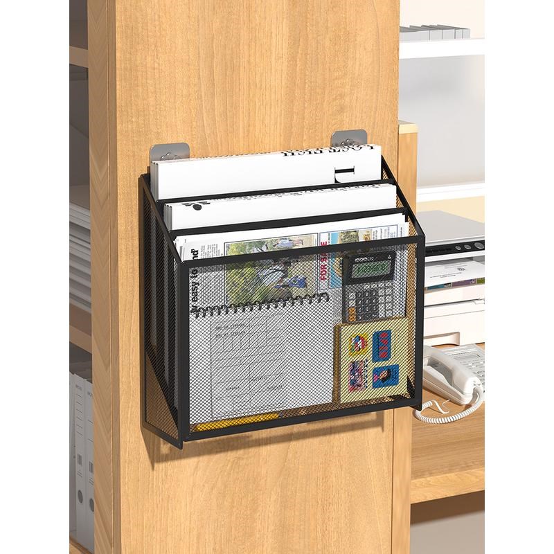 A4办公室屏风收纳筐工位壁挂式文件夹收纳L架墙上金属多功能隔板