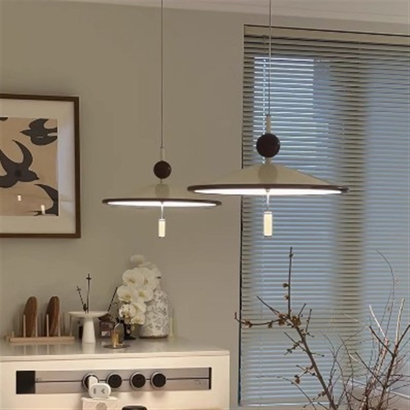 原木风新中式茶室风铃吊灯奶油风餐厅灯高级感房间侘寂.风禅意灯