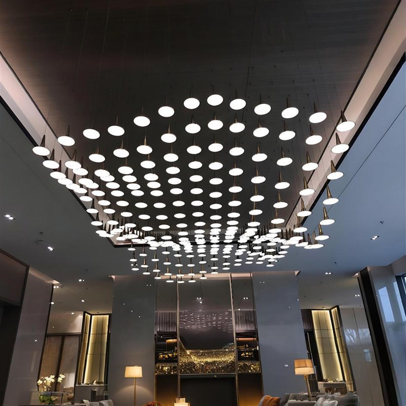 方盒圆盒b波浪形造型吊灯售楼部沙盘定制酒店大堂宴会厅装饰灯具
