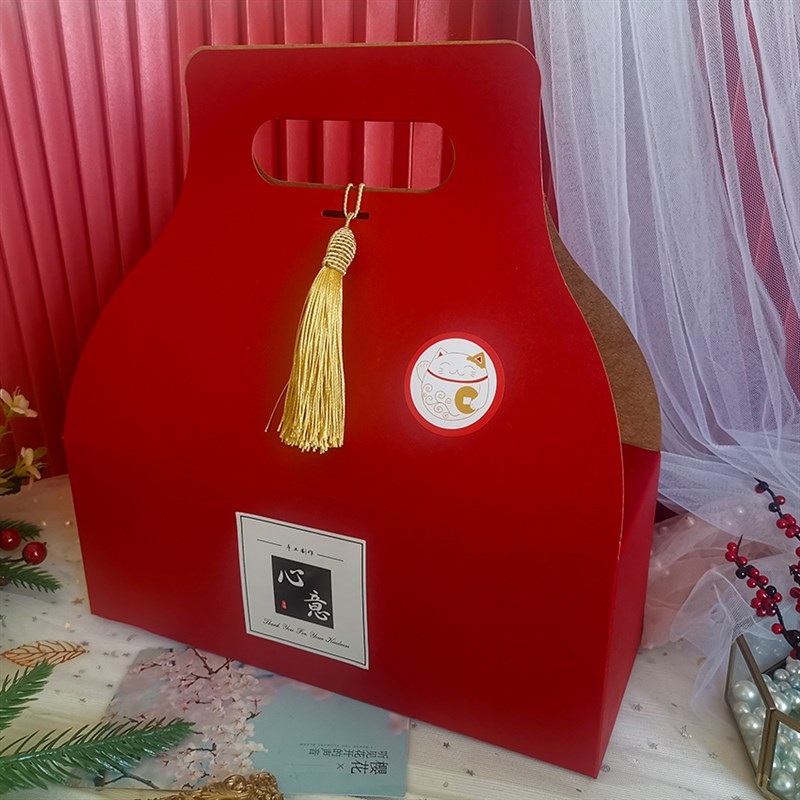 新年礼盒包装202n4网红定制高档撞色土产干货空盒年货礼品包装盒