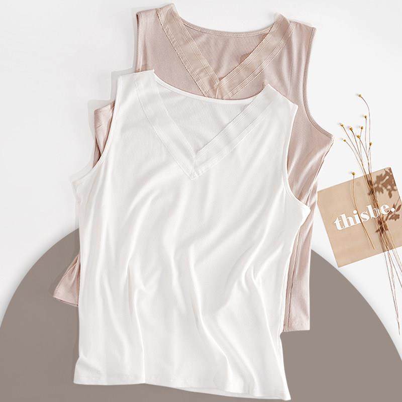 宽松蕾丝拼接螺纹吊带背心女士薄款莫代尔加肥内搭打底衫无袖上衣