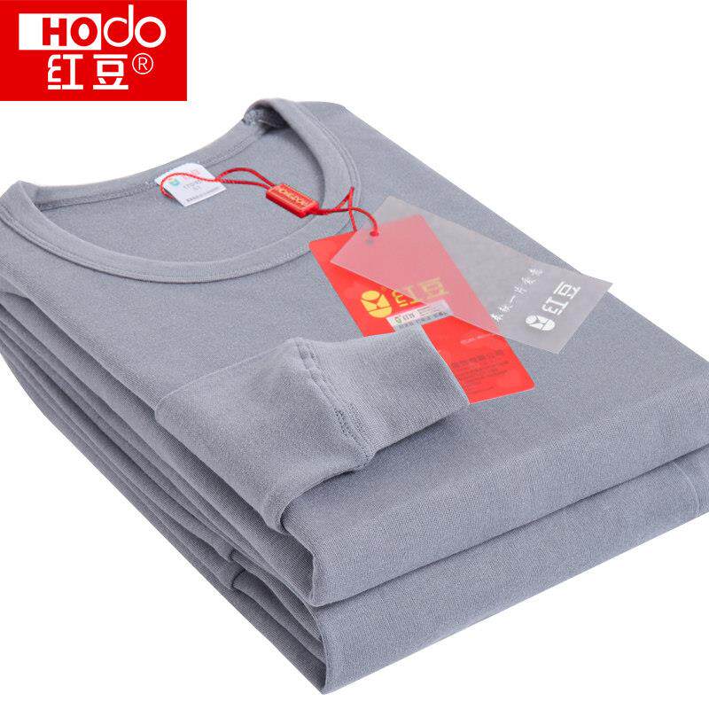 红豆正品保暖内衣男青年薄款纯棉秋衣秋裤男士圆领棉毛衫套装秋冬