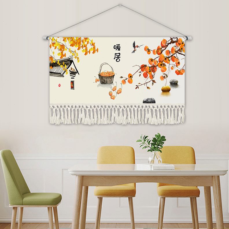 客厅沙发壁装饰画鱼中式挂布布艺餐厅中国风挂画挂毯茶室九饭厅毯图片