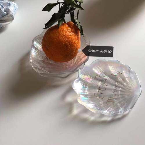 SHINY MOMO彩色玻璃贝壳小盘首饰盘ins韩式家居用品小物品装饰