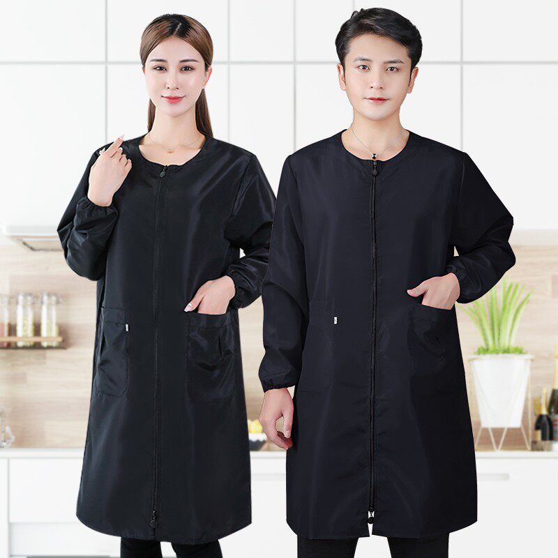 长款长袖罩衣大人时尚厨房家用围裙做饭K防水防油女外套工作服薄