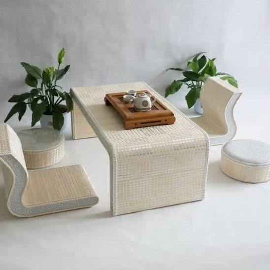 出口品质竹编茶几简约创意藤编榻榻米飘窗茶桌椅家具椅茶桌组合