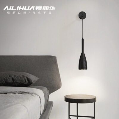 吊灯个性线北欧卧室长网红轻奢床头灯背景墙现代吧台线条灯极简