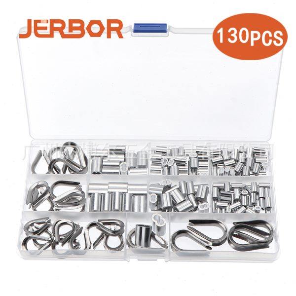 185PCS盒装 304不锈钢套环 鸡心环/双孔铝套8字形钢丝绳夹头组合,基础建材,套环,淘宝优惠券,粉丝福利购,淘宝优惠卷