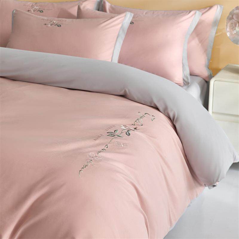 加厚全棉磨毛刺绣四件套母婴级床品纯棉被套床单新款床单床笠4
