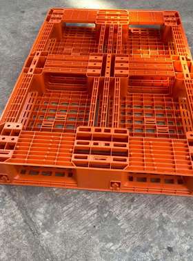 塑胶地台板1208橙色橘色1200*800网格田字塑料托盘灰色带挂钩卡板