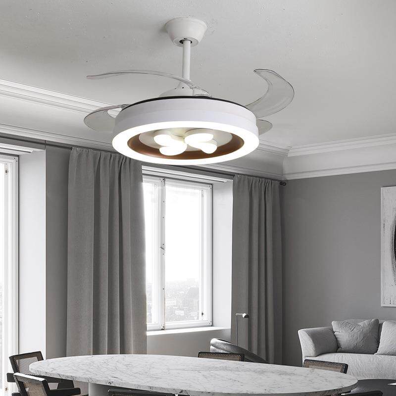 北欧风扇灯超亮四叶草隐形吊扇灯现代简约家用餐厅卧室灯一体吊灯